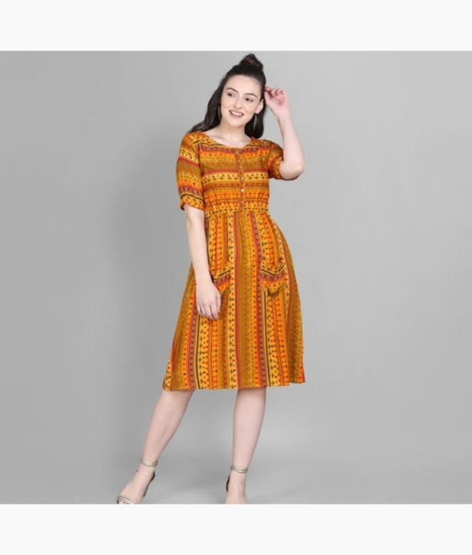 Radiant Rayon Solid Pattern Western Dress