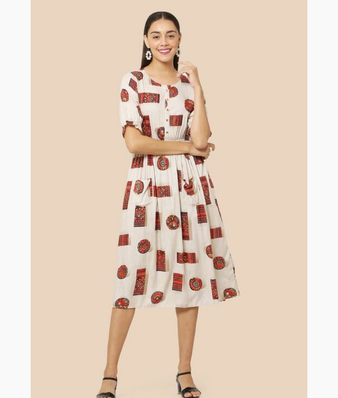 Attractive Rayon Printed Western Dress
