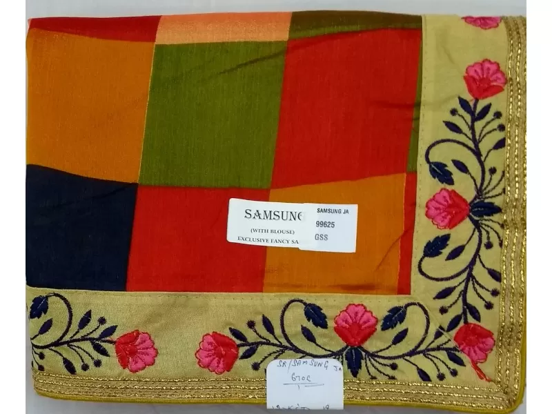 Thread Embroidery Printed Saree
